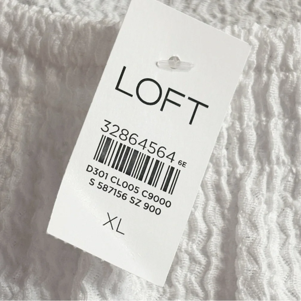 NWT Ann Taylor LOFT White Square Neck Puffed Long Sleeve Blouse XL